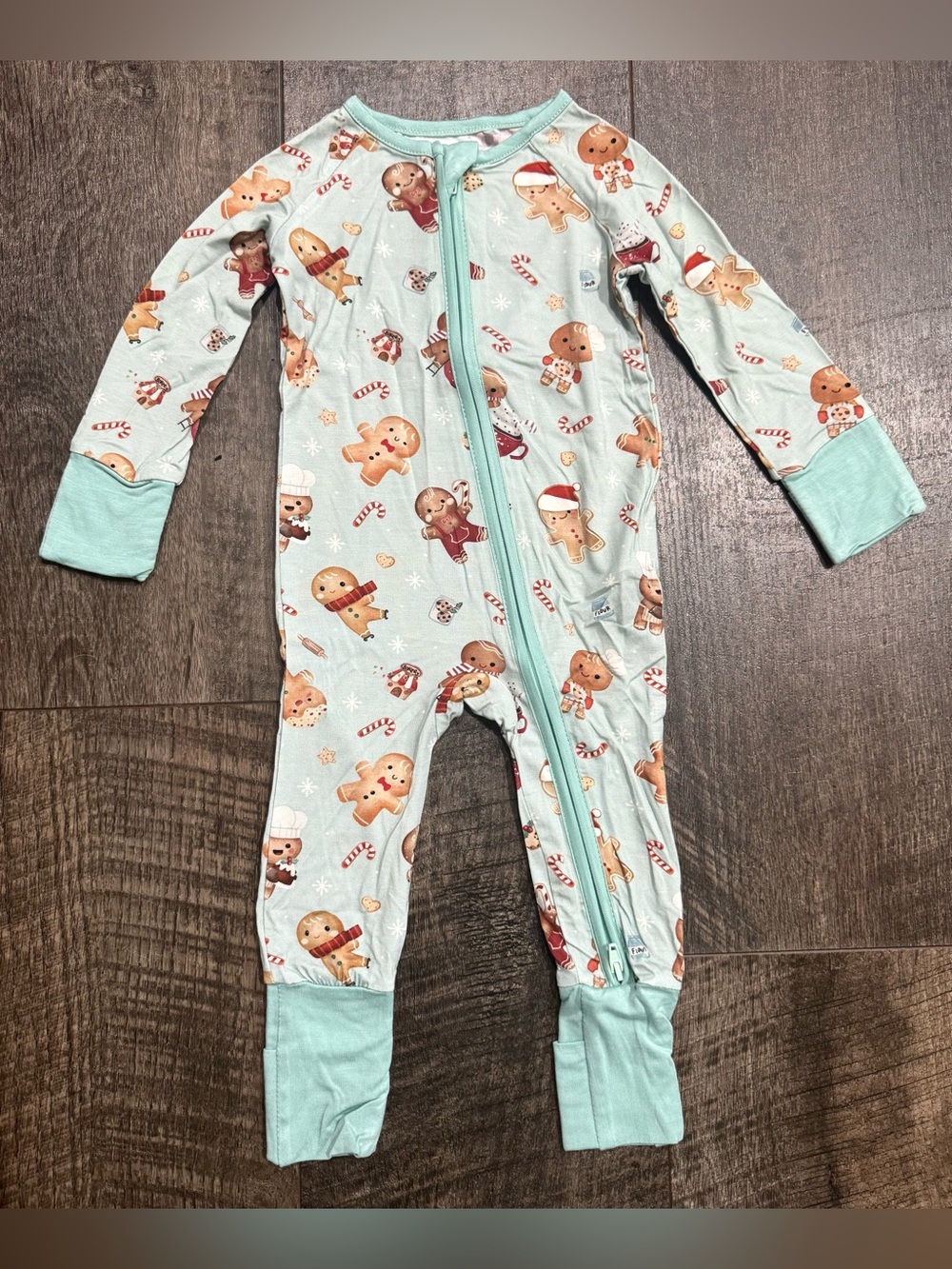 Bamboo Zipper Sleeper Christmas Print • Gingerbread Man • size 12-18 m